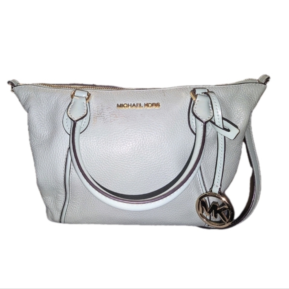 Michael Kors Light Mint Green Pebbles Leather Tote Bag